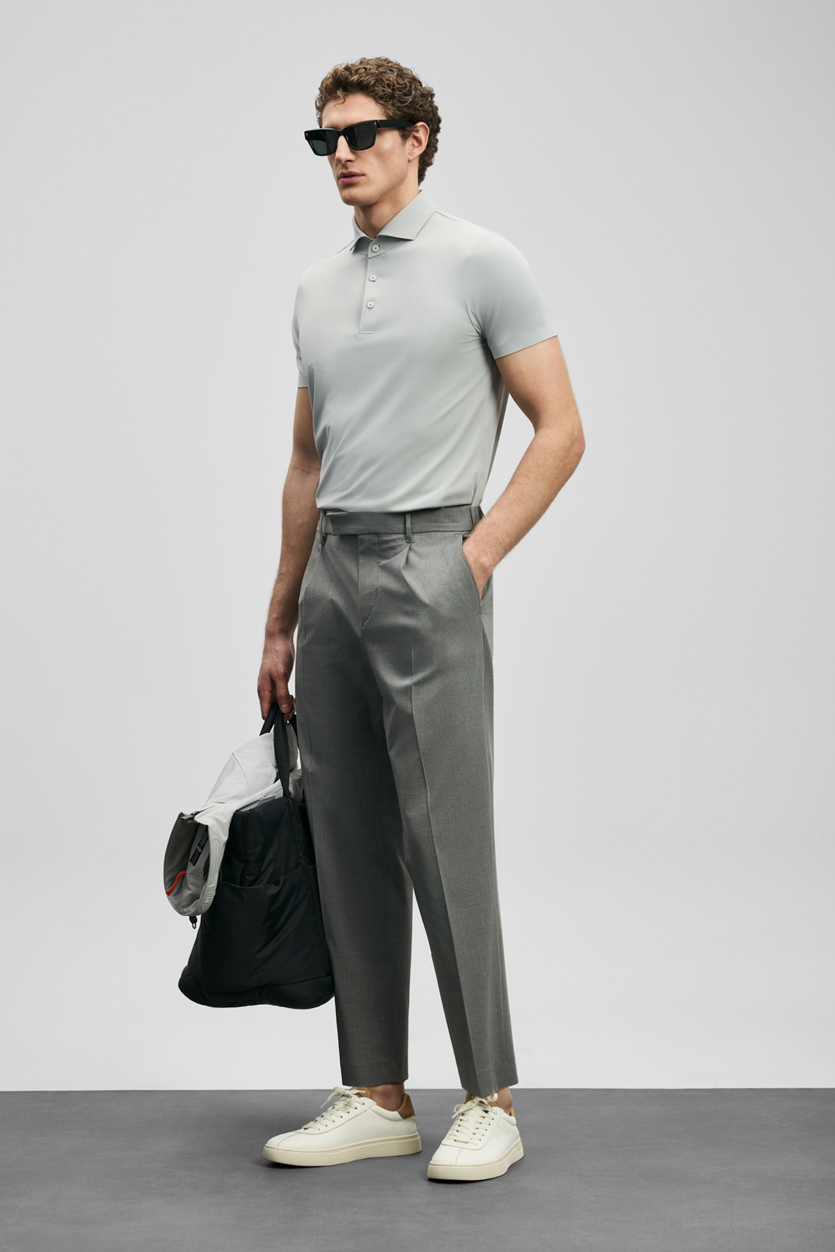 Spencer Hi- Tech Performance Dikişsiz Polo Tişört Açık Gri - LUFIAN