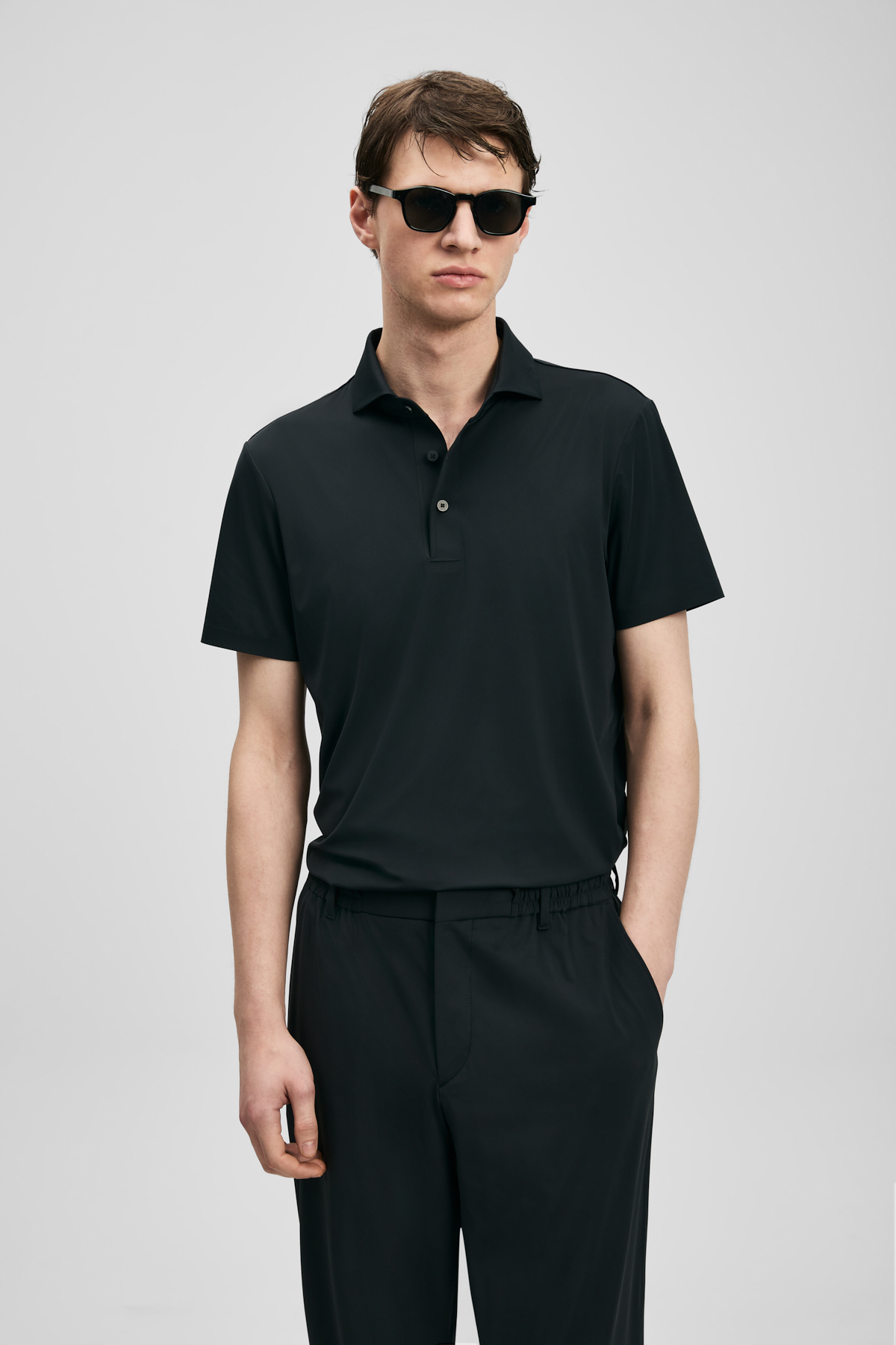 Spencer Hi- Tech Performance Dikişsiz Polo Tişört Siyah - LUFIAN
