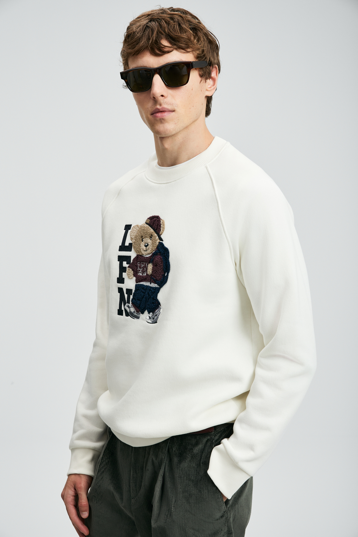 Storm Erkek Sweatshirt Kırık Beyaz - Lufian