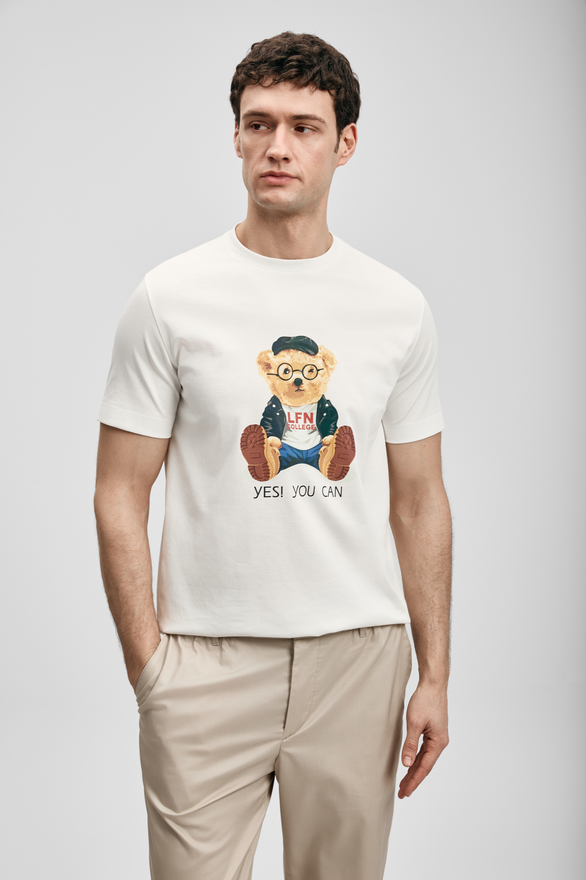 Teddy Modern Grafik Tişört Kırık Beyaz - LUFIAN