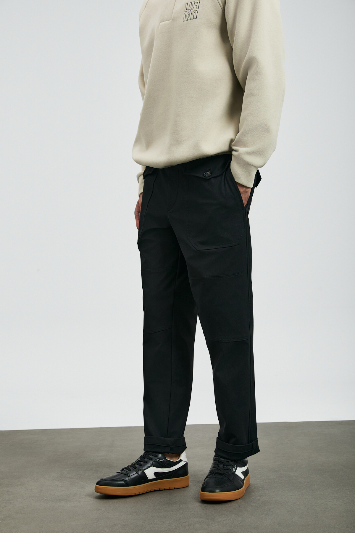 Tom Fashion Erkek Chino Pantolon Slim Fit Siyah - Lufian (1)