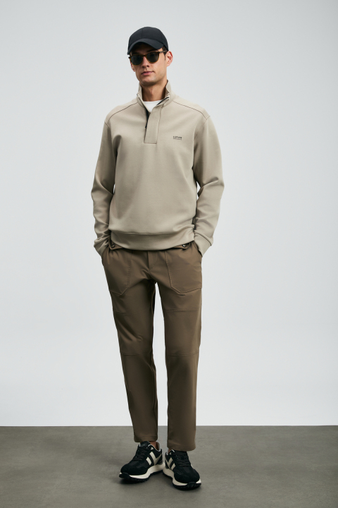 Tom Fashion Erkek Chino Pantolon Slim Fit Toprak - LUFIAN