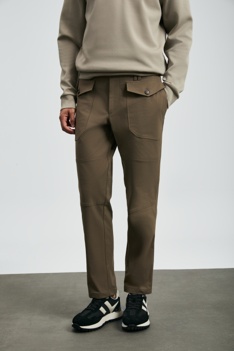 Tom Fashion Erkek Chino Pantolon Slim Fit Toprak - LUFIAN