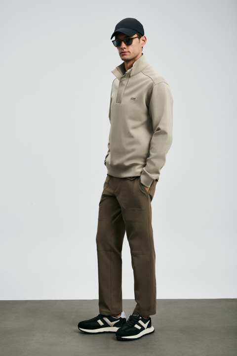 Tom Fashion Erkek Chino Pantolon Slim Fit Toprak - LUFIAN
