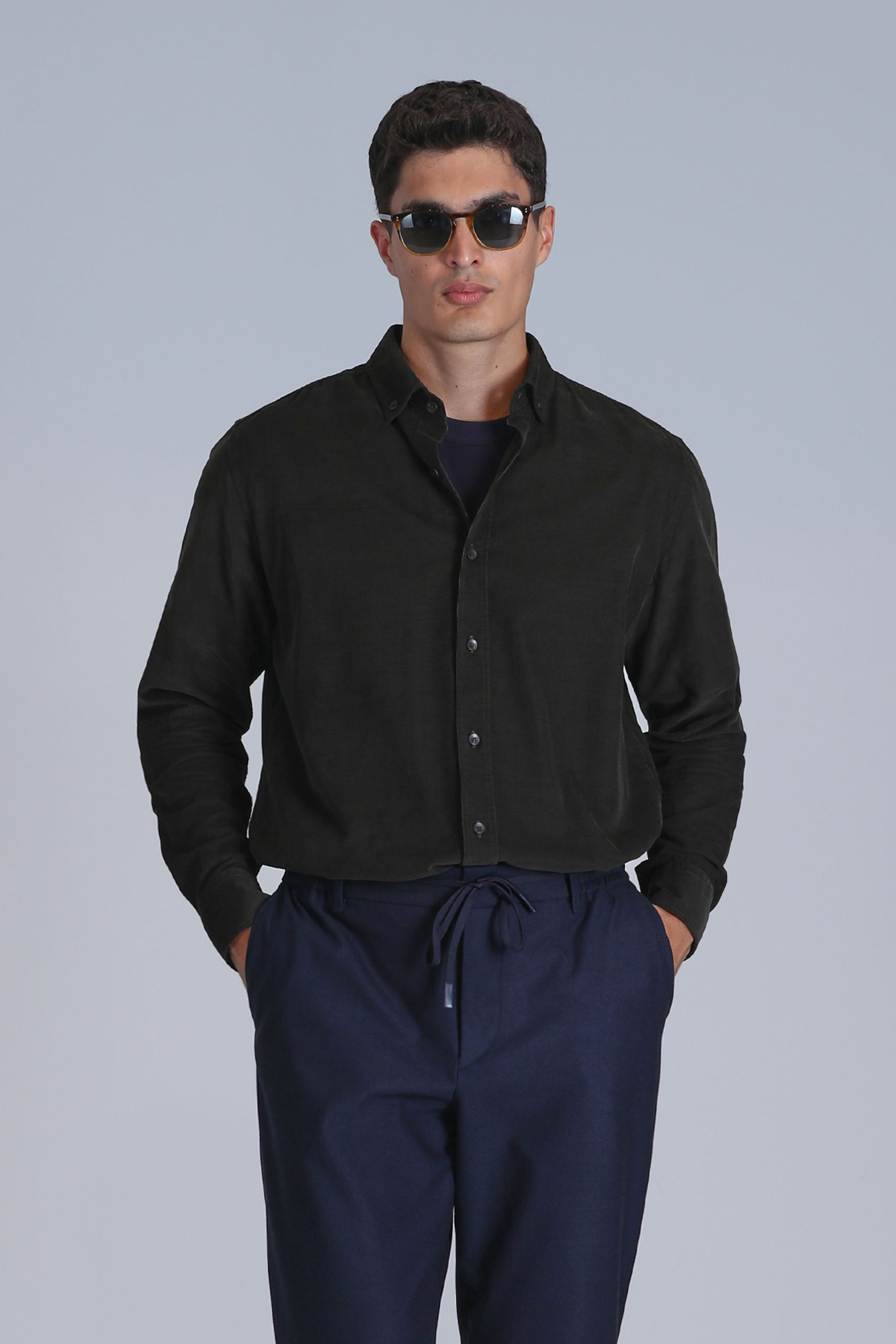 Water Erkek Basic Gömlek Slim Fit Yeşil - Lufian